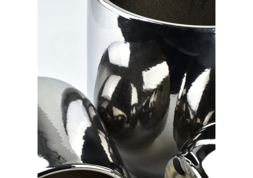 Ensemble de 3 pots NEVA SILVER - Dimensions 28,5xh29cm, 23,5xh27cm, 19xh24,5cm - HTYE4366 - Mondex