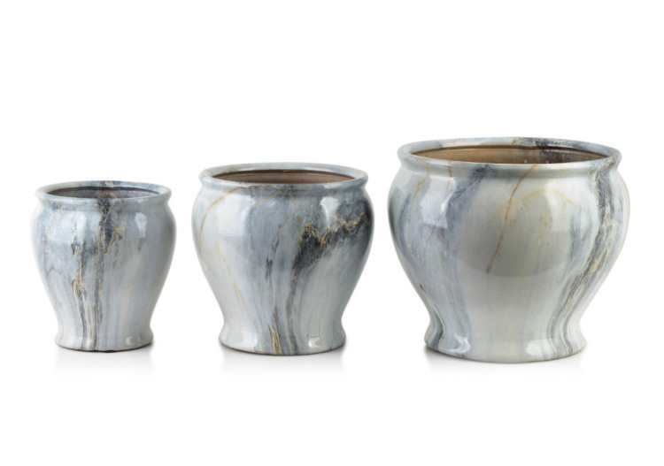 Ensemble de 3 pots NEVA MARBLE - Tailles Xl:33xh32, L:26xh28, M:19xh24 - HTYE4526 - Mondex
