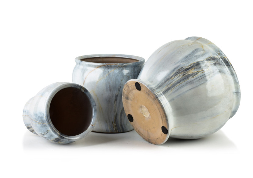 Ensemble de 3 pots NEVA MARBLE - Tailles Xl:33xh32, L:26xh28, M:19xh24 - HTYE4526 - Mondex
