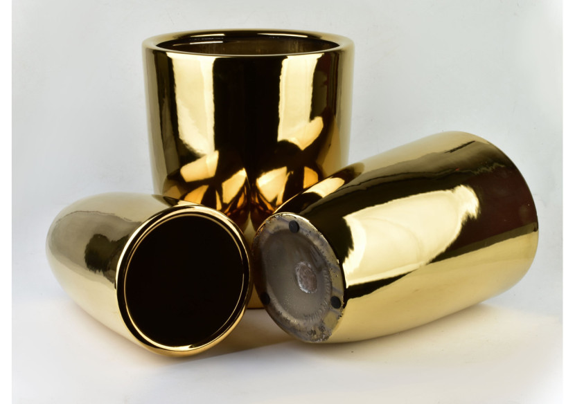 Ensemble de 3 pots NEVA GOLD - Dimensions 37,5xh45cm, 30xh42,5cm, 24xh39cm - HTYE4649 - Mondex