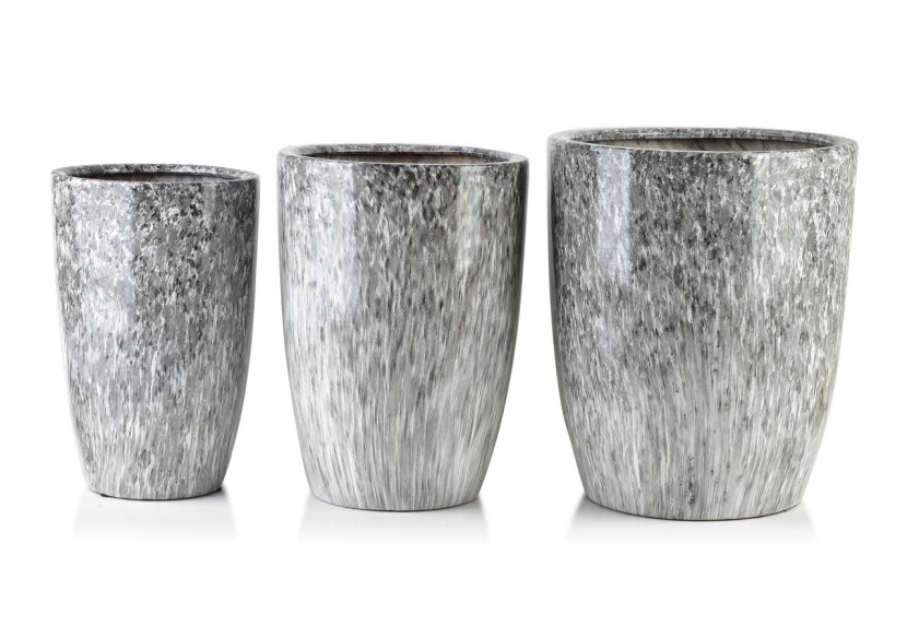 Ensemble de 3 pots NEVA MARBLE - Dimensions variées 37x37x45,5cm, 30,5x30,5x42,5cm, 24x24x40cm - HTYE4724 - Mondex