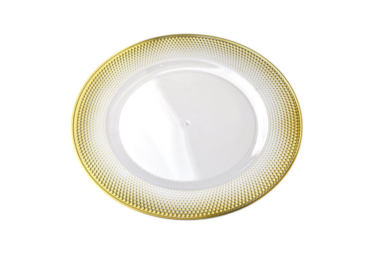 Sous-plat Décoratif BLANCHE CLEAR - Avec Dorure 33x1,5cm - HTOS1280 - Mondex