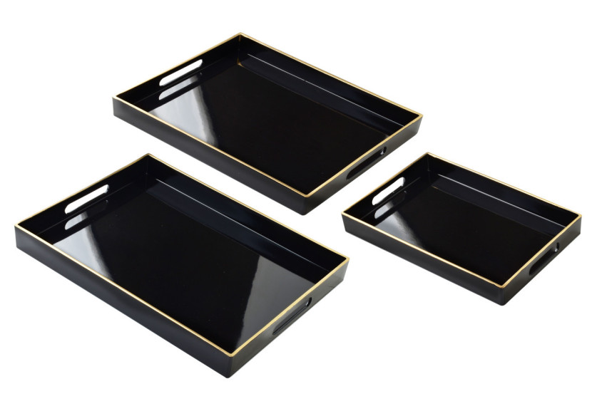 Plateaux Décoratifs BLANCHE BLACK - Ensemble de 3 pièces 40x30x4cm, 35x25x3,5cm, 30x20x3,5cm - HTOS1372 - Mondex Plateaux Décoratifs BLANCHE BLACK - Ensemble de 3 pièces 40x30x4cm, 35x25x3,5cm, 30x20x3,5cm - HTOS1372 - Mondex