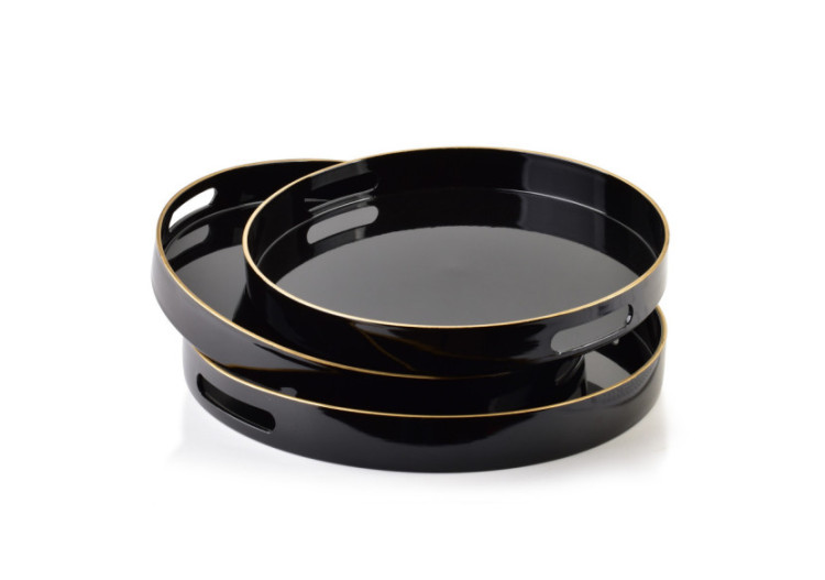 Plateau Décoratif BLANCHE BLACK - Ensemble de 3 ronds 38x38x4cm, 35x35x4cm, 33x33x3,5cm - HTOS1457 - Mondex 2