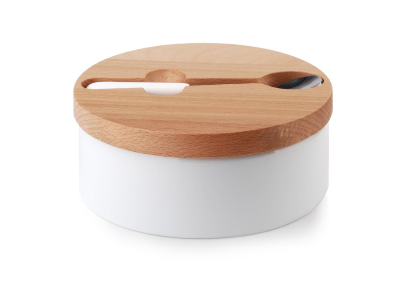 Sucrier BASIC KITCHEN - Porcelaine avec Cuillère 14,7x6cm - HTNC5790-PROM - Cookini By Mondex