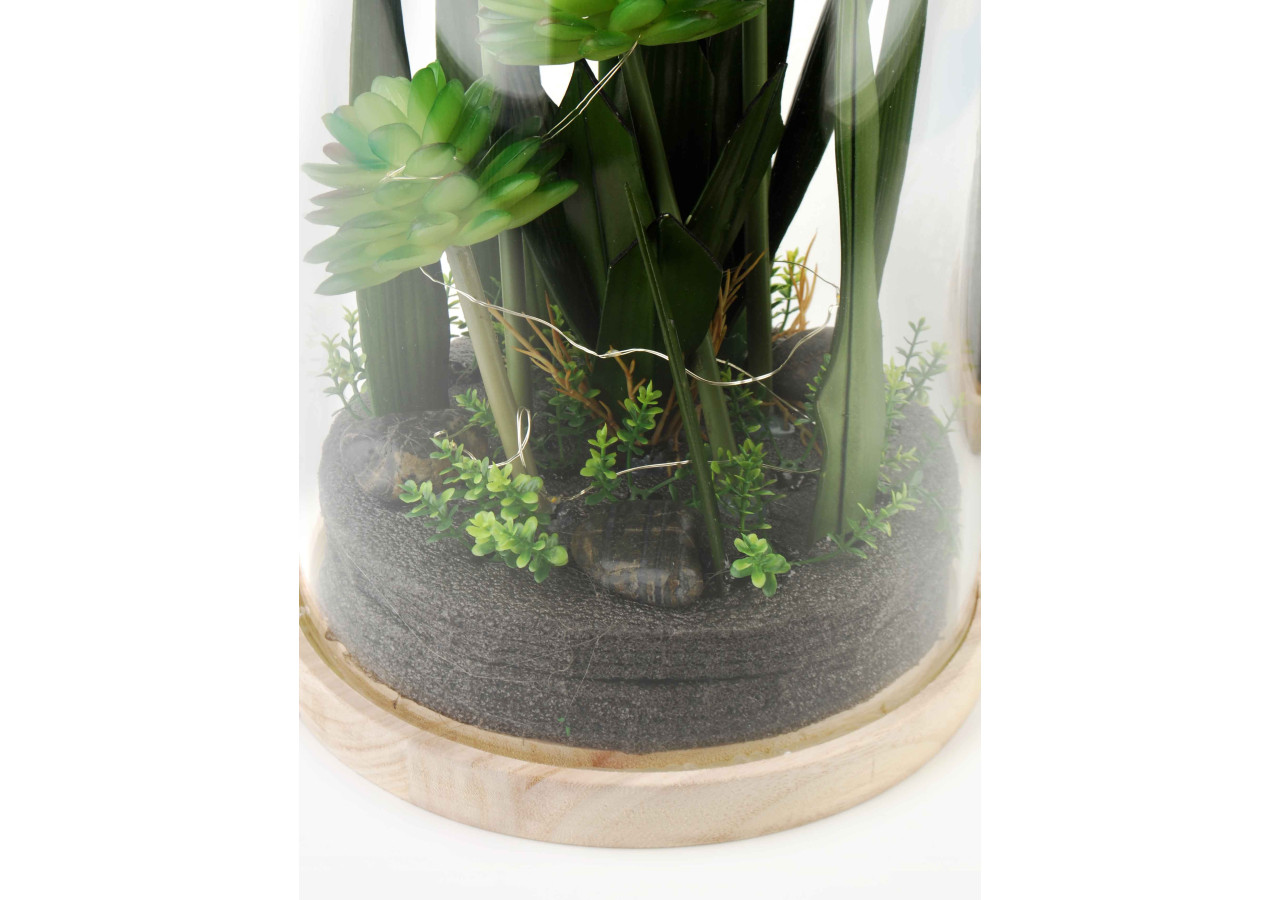 Tuba décoratif BASTIEN - LED et plantes artificielles 21,5x72cm - HTRJ0961-PROM - Mondex