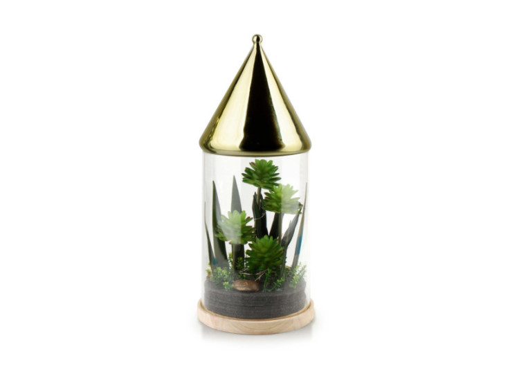 Tuba décoratif BASTIEN - LED et plantes artificielles 21,5x53cm - HTRJ0954-PROM - Mondex