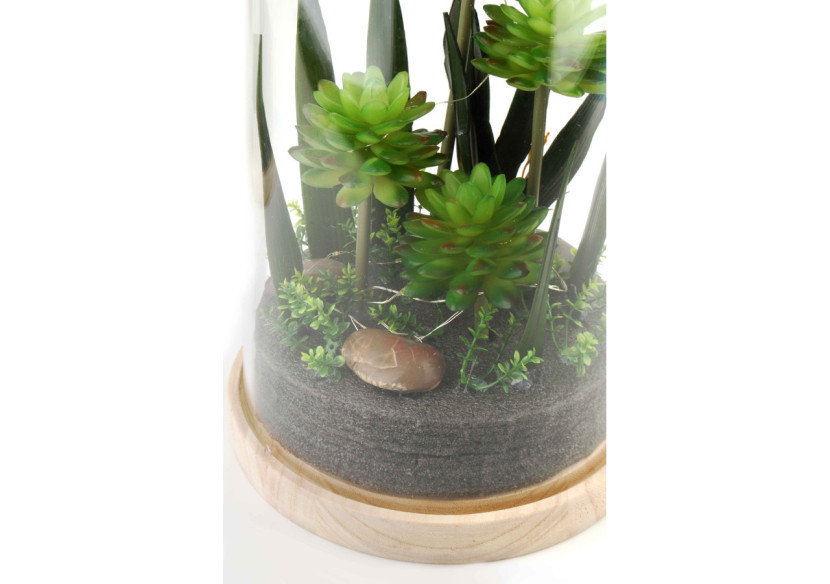 Tuba décoratif BASTIEN - LED et plantes artificielles 21,5x53cm - HTRJ0954-PROM - Mondex