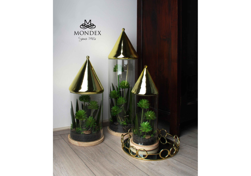 Tuba décoratif BASTIEN - LED et plantes artificielles 21,5x53cm - HTRJ0954-PROM - Mondex