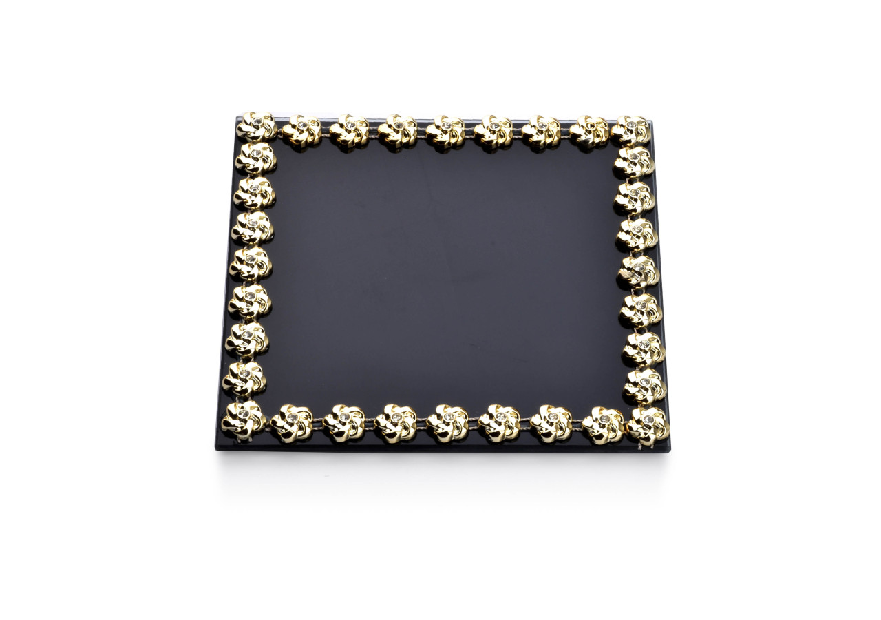 Plateau Décoratif ELIA BLACK - Miroir 15x15xh1cm - HTRJ4591 - Mondex