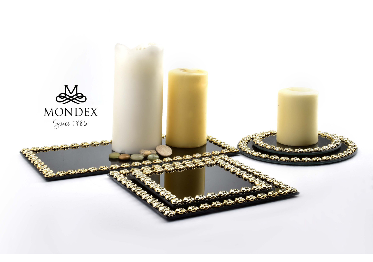 Plateau Décoratif ELIA BLACK - Miroir 15x15xh1cm - HTRJ4591 - Mondex