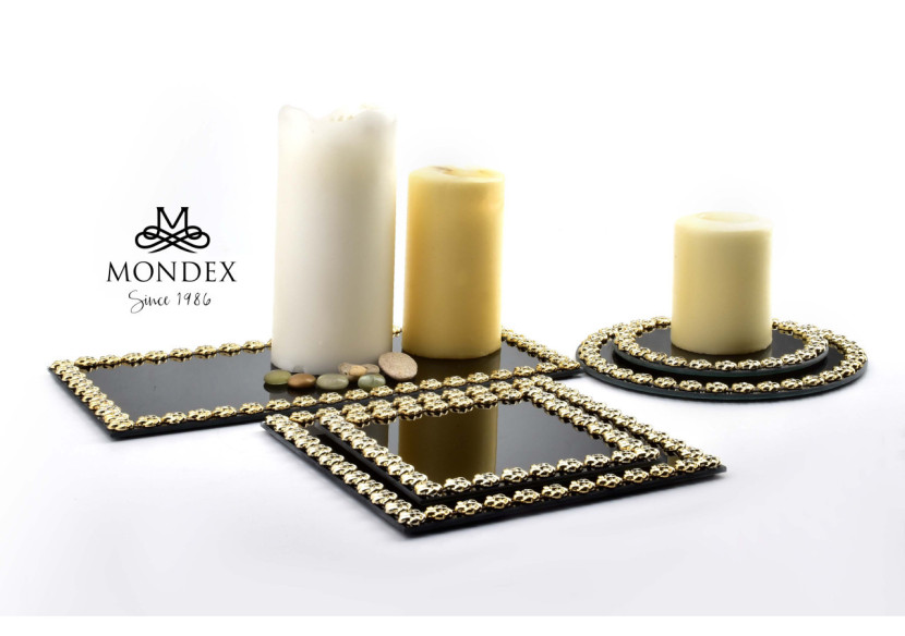 Plateau Décoratif ELIA BLACK - Miroir 15x15xh1cm - HTRJ4591 - Mondex