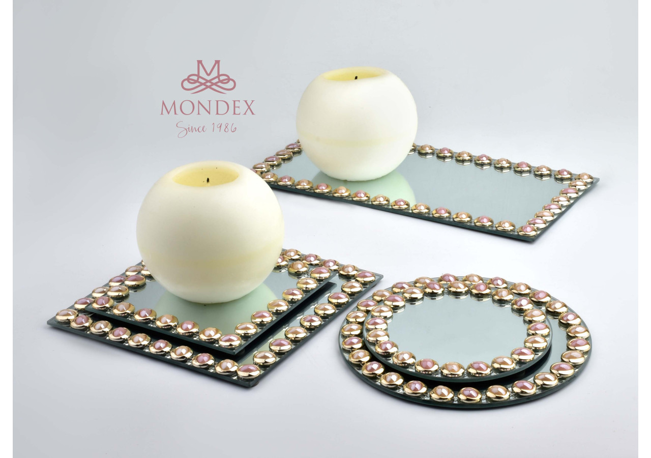 Plateau Décoratif ELIA PINK - Miroir 15xh1cm - HTRJ4638 - Mondex