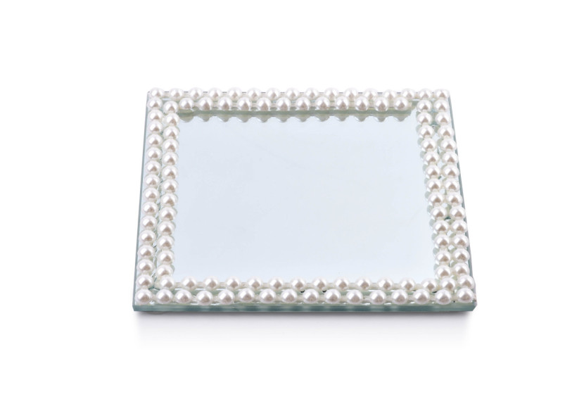 Plateau Décoratif MARGOT PEARL - Miroir 15 x 15 x 1cm - HTRJ4799 - Mondex