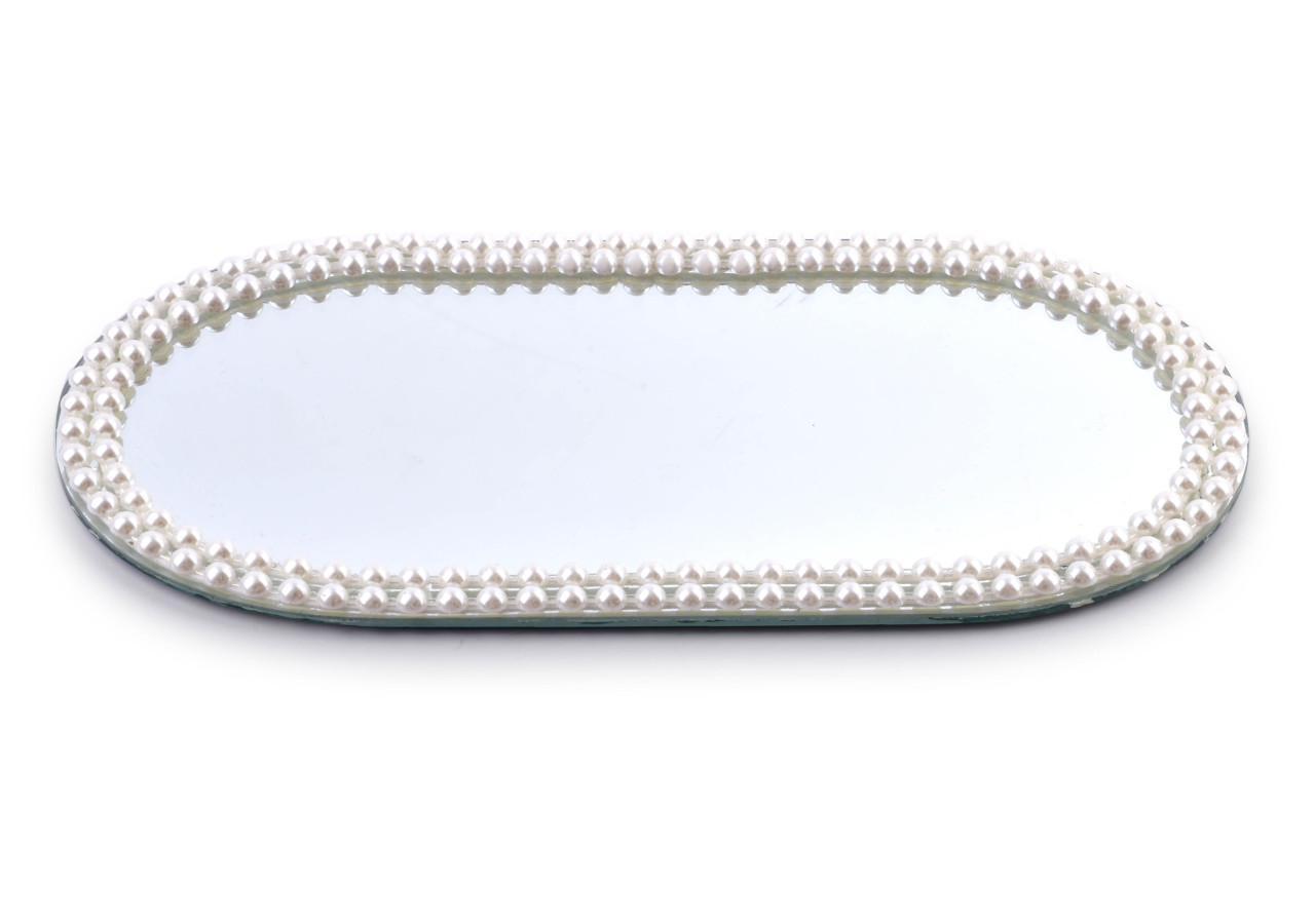 Plateau Décoratif MARGOT PEARL - 30x14xh1cm en miroir - HTRJ4829 - Mondex