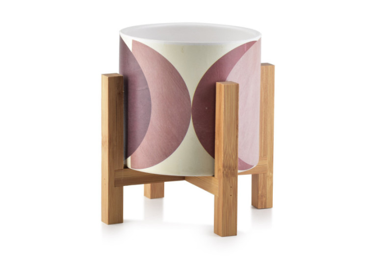 Pot AVA - Céramique sur support en bois 16,2x16,5cm - HTYE6876-PROM - Mondex