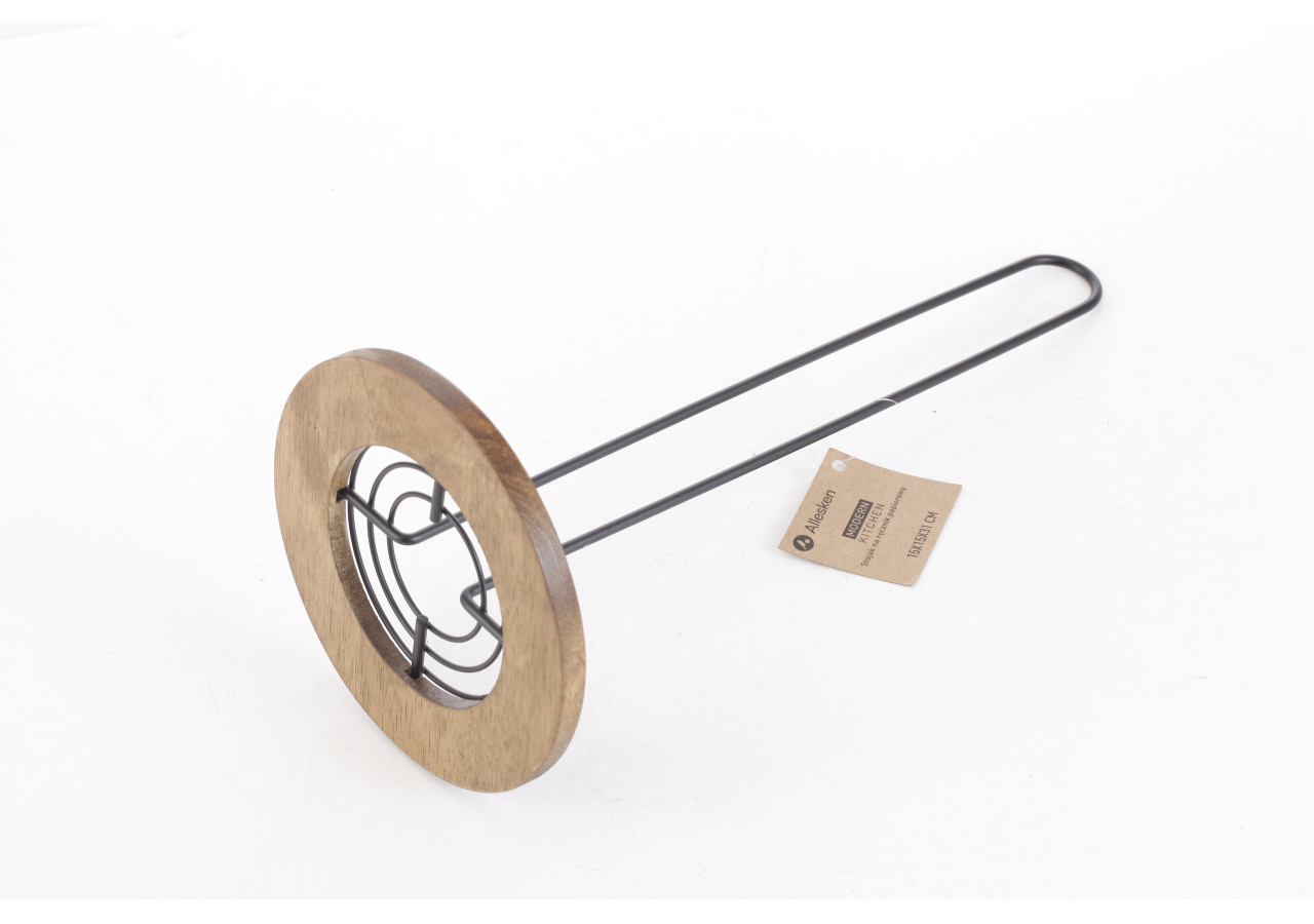 Support à essuie-tout MODERN KITCHEN - Métal noir et bois de caoutchouc 15x31cm - HTXD0360 - Allesken