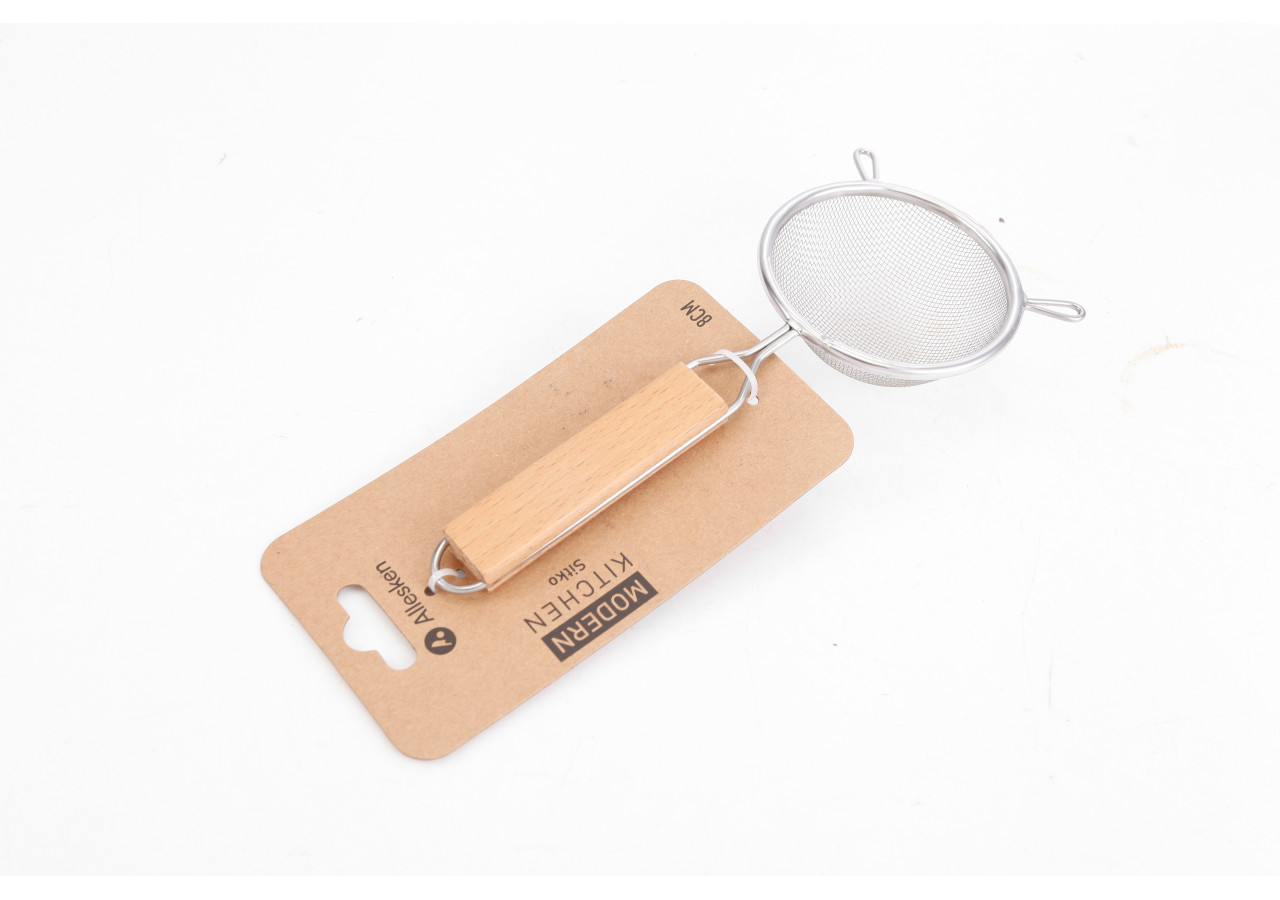 Passoire MODERN KITCHEN - Acier inoxydable 8 cm avec poignée en bois - HTXD0414 - Allesken
