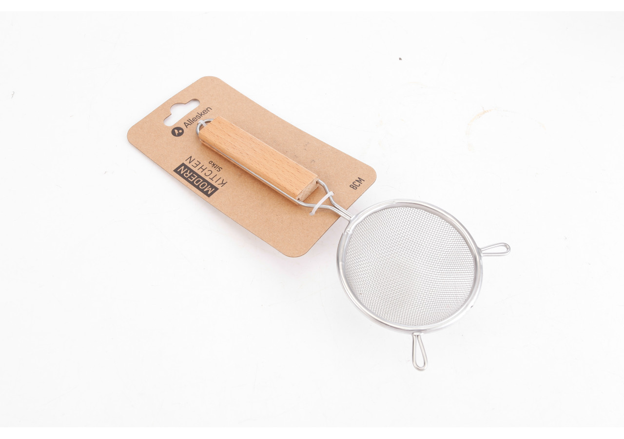 Passoire MODERN KITCHEN - Acier inoxydable 8 cm avec poignée en bois - HTXD0414 - Allesken