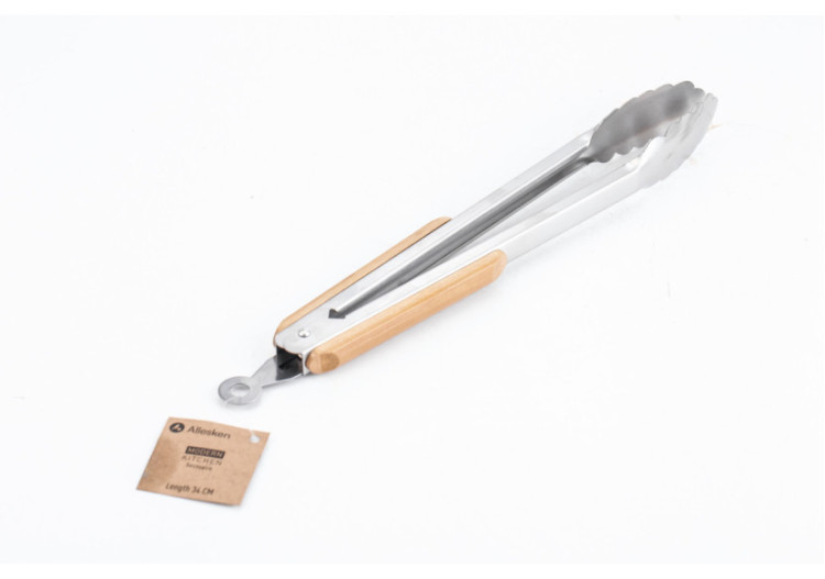 Pinces MODERN KITCHEN - Acier inoxydable 34 cm avec poignées en bambou - HTXD0421 - Allesken 2
