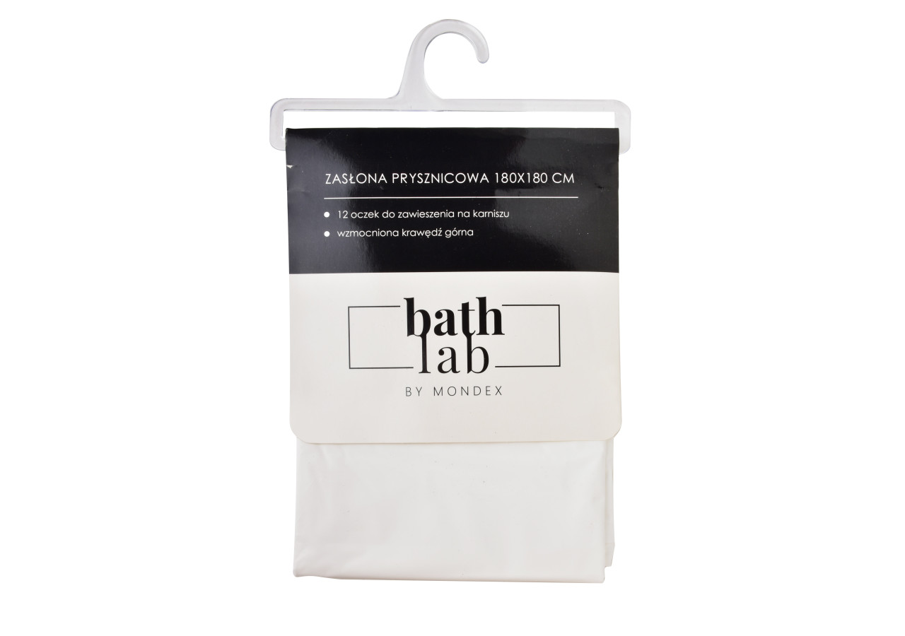Rideau de douche ZAC WHITE - 180x180cm avec 12 œillets - HTUA0788 - Bathlab By Mondex