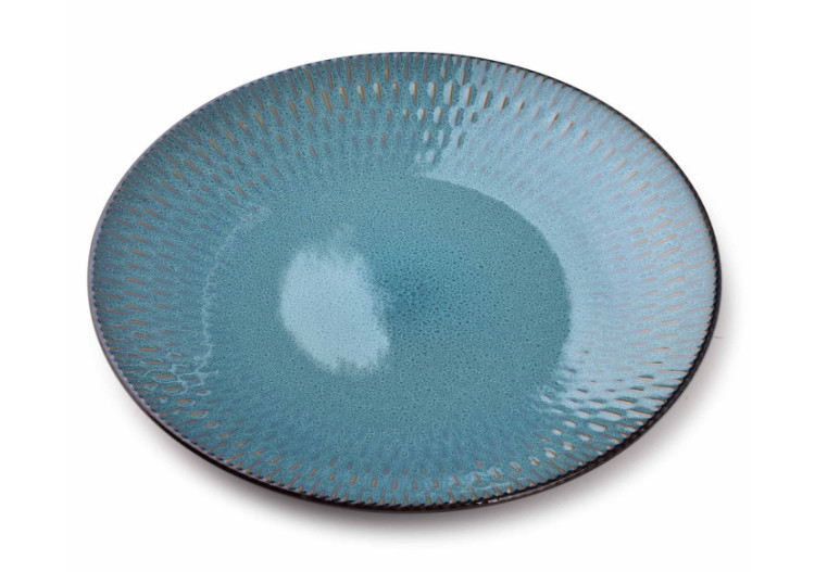 Assiette ERICA BLUE - Céramique rustique 27 x 3 cm - HTPW5019-PROM - Affekdesign By Mondex
