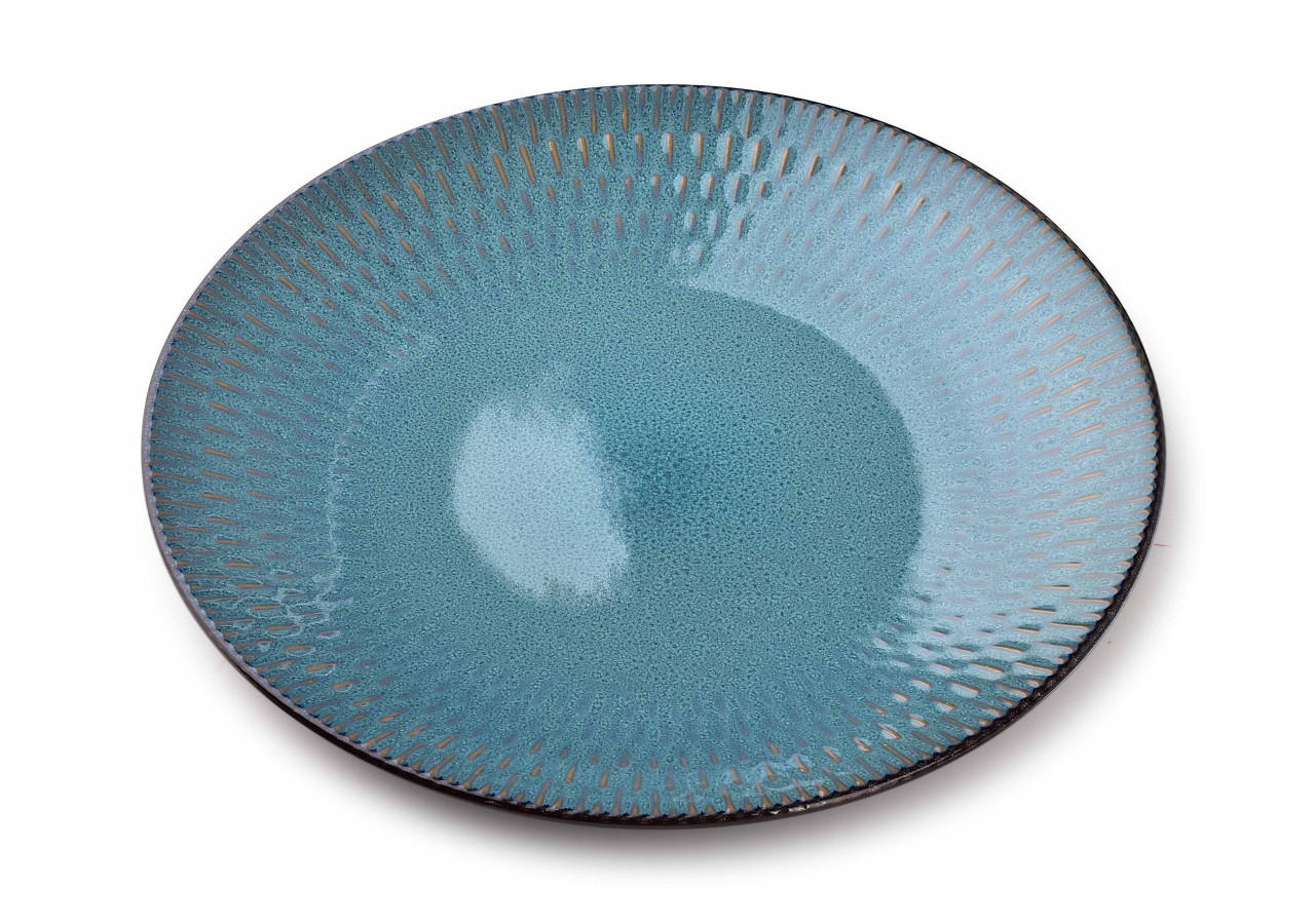 Assiette ERICA BLUE - Céramique rustique 27 x 3 cm - HTPW5019-PROM - Affekdesign By Mondex