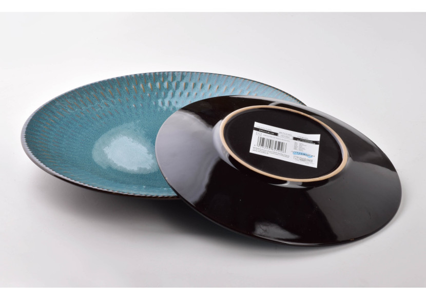 Assiette ERICA BLUE - Céramique rustique 27 x 3 cm - HTPW5019-PROM - Affekdesign By Mondex Assiette ERICA BLUE - Céramique rustique 27 x 3 cm - HTPW5019-PROM - Affekdesign By Mondex