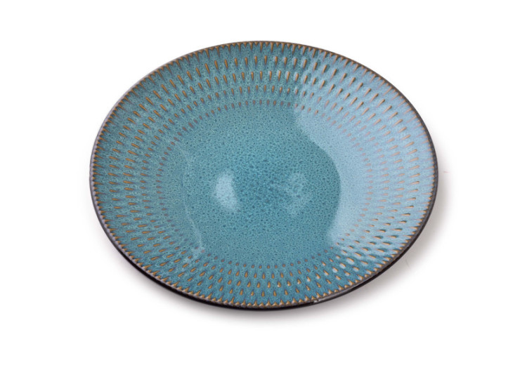 Assiette ERICA BLUE - Céramique dessert 21,5 x 2,5 cm - HTPW5026-PROM - Affekdesign By Mondex