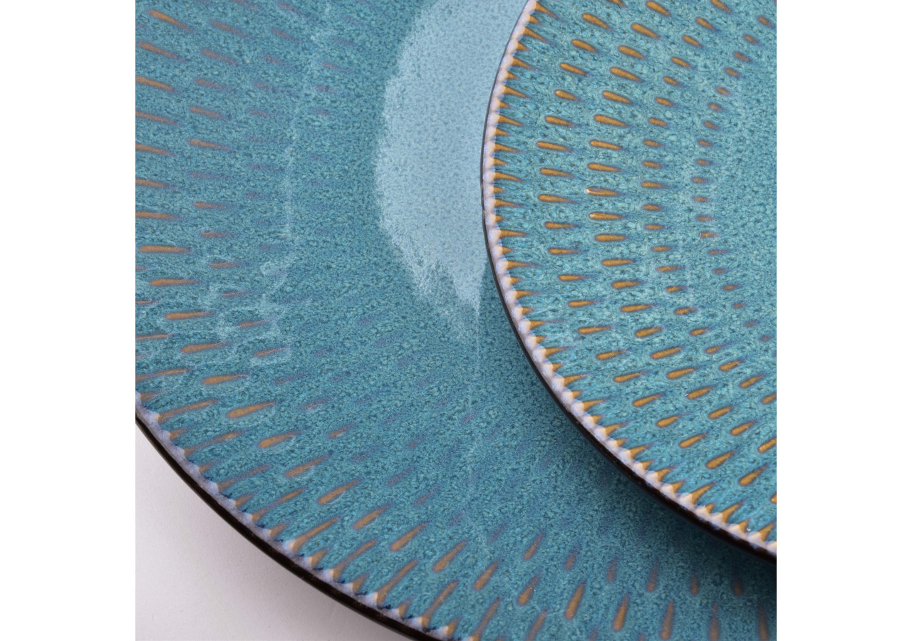 Assiette ERICA BLUE - Céramique dessert 21,5 x 2,5 cm - HTPW5026-PROM - Affekdesign By Mondex