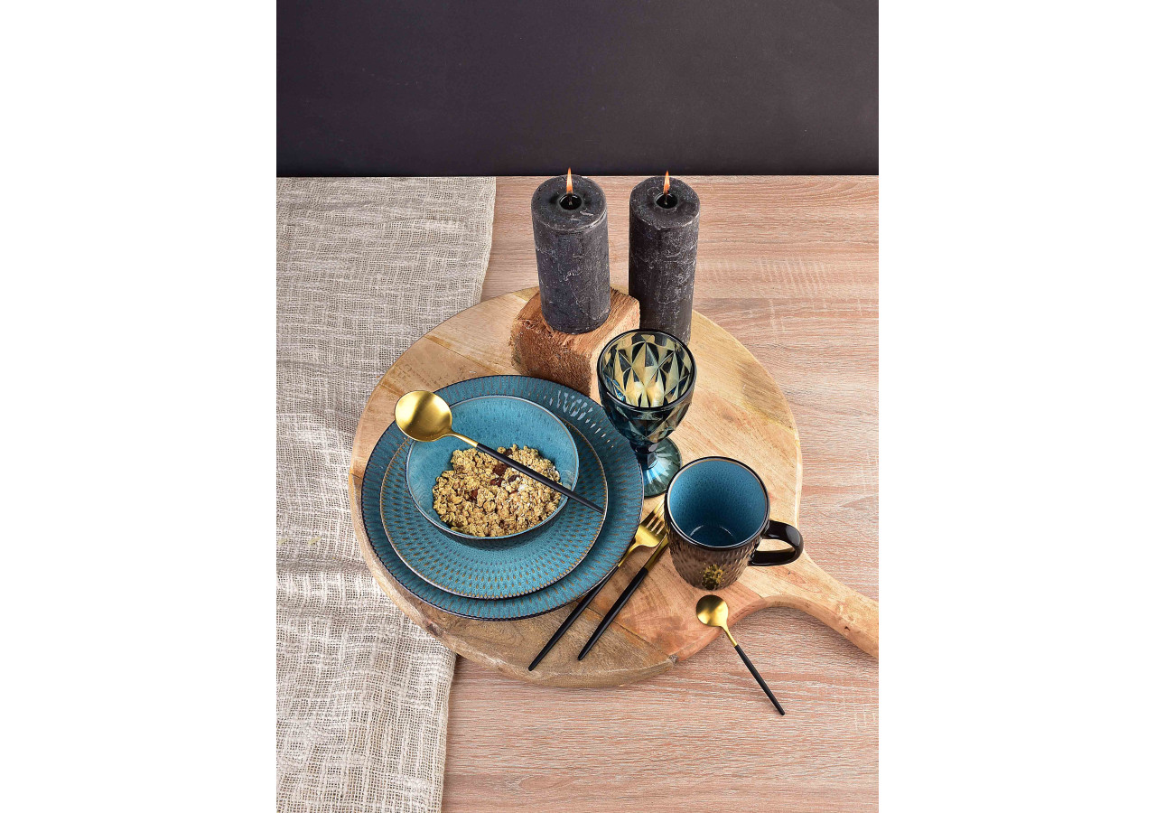 Assiette ERICA BLUE - Céramique dessert 21,5 x 2,5 cm - HTPW5026-PROM - Affekdesign By Mondex