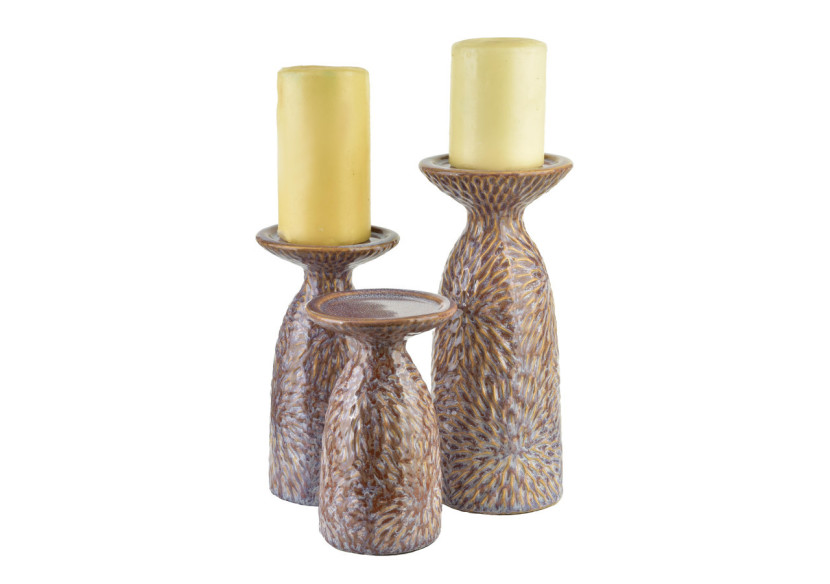 Bougeoir YARINE BEIGE - 10,5x8,5x16,5cm pour une ambiance chaleureuse - HTTS2010 - Mondex