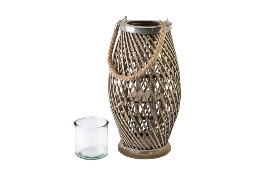 Lampion LUCIE GREY - 13,5 x 38 cm élégant et unique - HTO3024 - Mondex