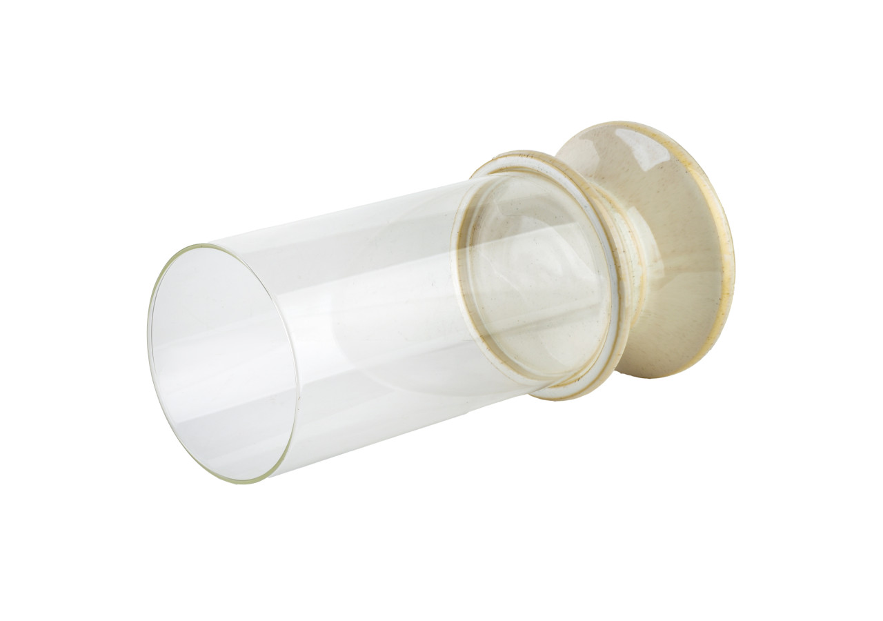 Bougeoir EVAM BEIGE - XL 17,5 x 17,5 x 35 cm - HTC7527 - Mondex