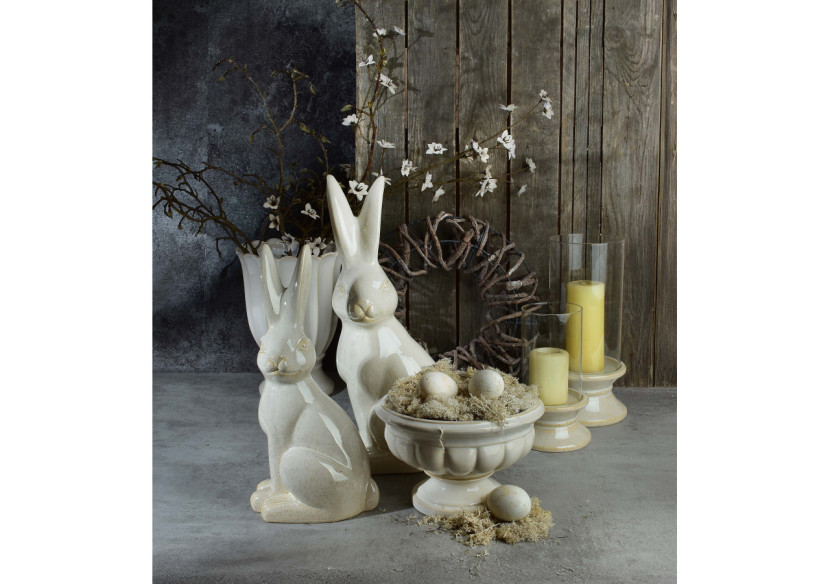 Bougeoir EVAM BEIGE - XL 17,5 x 17,5 x 35 cm - HTC7527 - Mondex