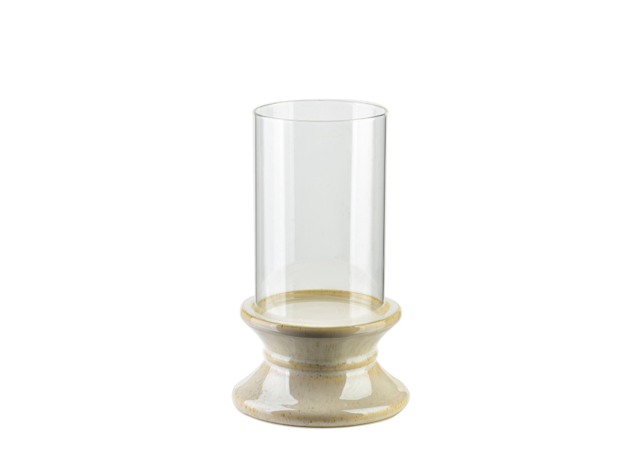 EVAM BEIGE - Bougeoir L en céramique 14,5x14,5x24cm - HTC7541 - Mondex