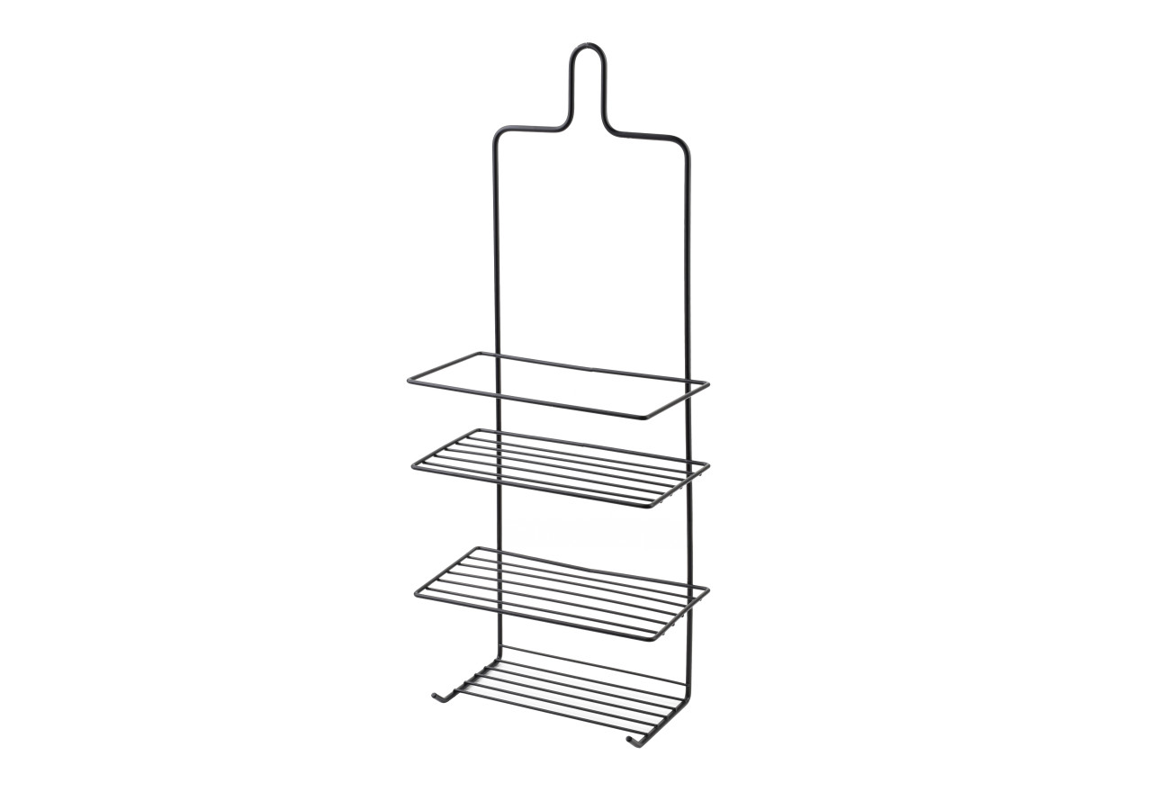 Porte-serviettes de Salle de Bain CARL BLACK - 3 Crochets et 2 Supports 18,5x10x47,5cm - HTWM2683 - Mondex