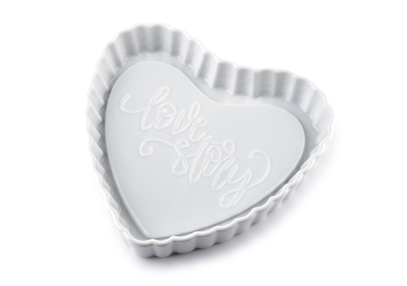 Moule à Gâteau MODERN LIFE - Porcelaine en Forme de Coeur 20x19xh4cm - HTD2283-PROM - Cookini By Mondex