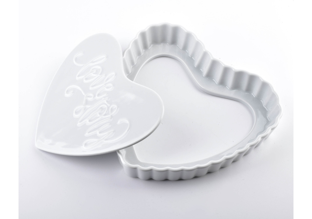 Moule à Gâteau MODERN LIFE - Porcelaine en Forme de Coeur 20x19xh4cm - HTD2283-PROM - Cookini By Mondex