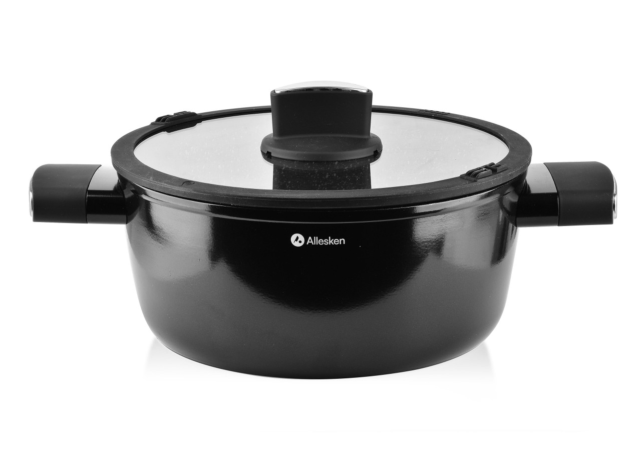 Casserole VALERIAN - Aluminium 24x25xh10,5cm, 4,1L avec couvercle en verre - HTXD3515-CX - Allesken