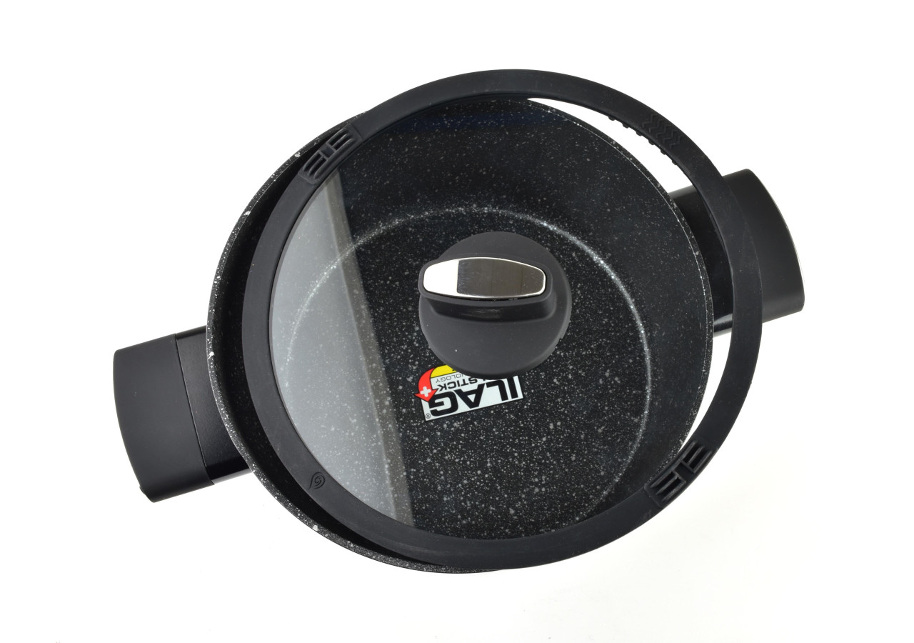 Casserole VALERIAN - Aluminium 24x25xh10,5cm, 4,1L avec couvercle en verre - HTXD3515-CX - Allesken