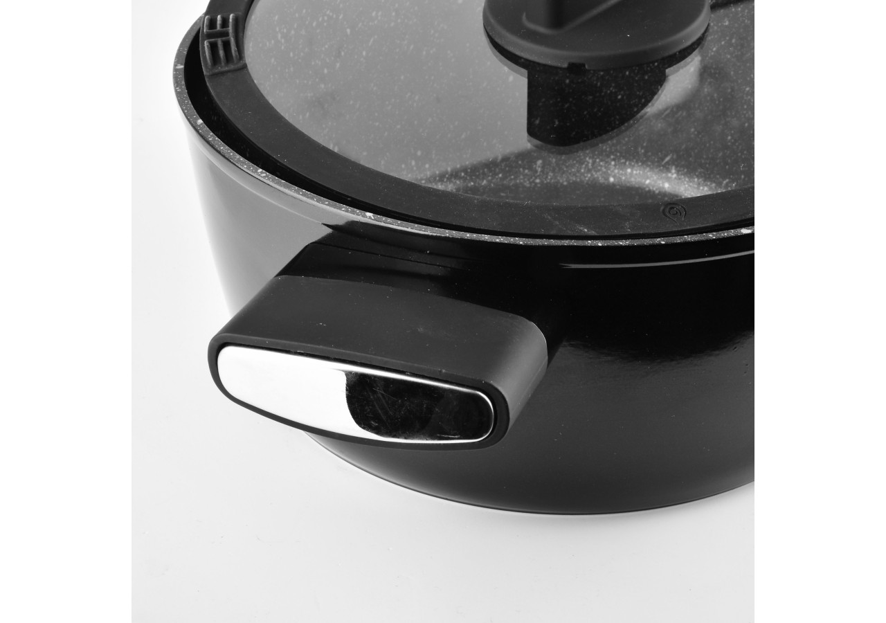 Casserole VALERIAN - Aluminium 24x25xh10,5cm, 4,1L avec couvercle en verre - HTXD3515-CX - Allesken