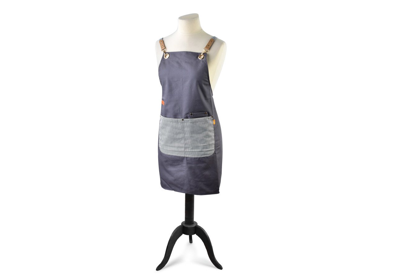 Tablier MATHILDE - 78x70cm en tissu haut de gamme gris - HTUA7346 - Allesken