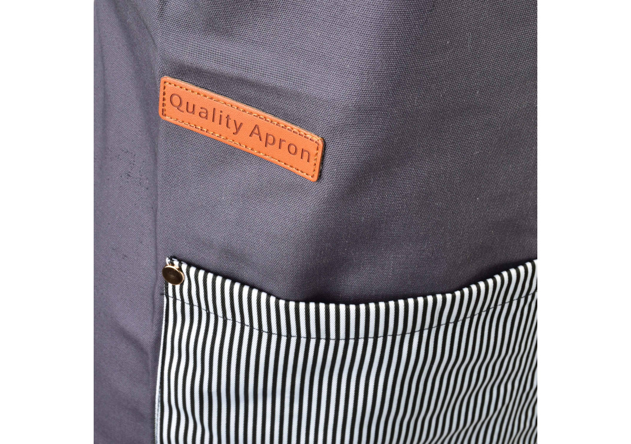 Tablier MATHILDE - 78x70cm en tissu haut de gamme gris - HTUA7346 - Allesken