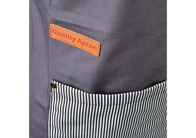Tablier MATHILDE - 78x70cm en tissu haut de gamme gris - HTUA7346 - Allesken