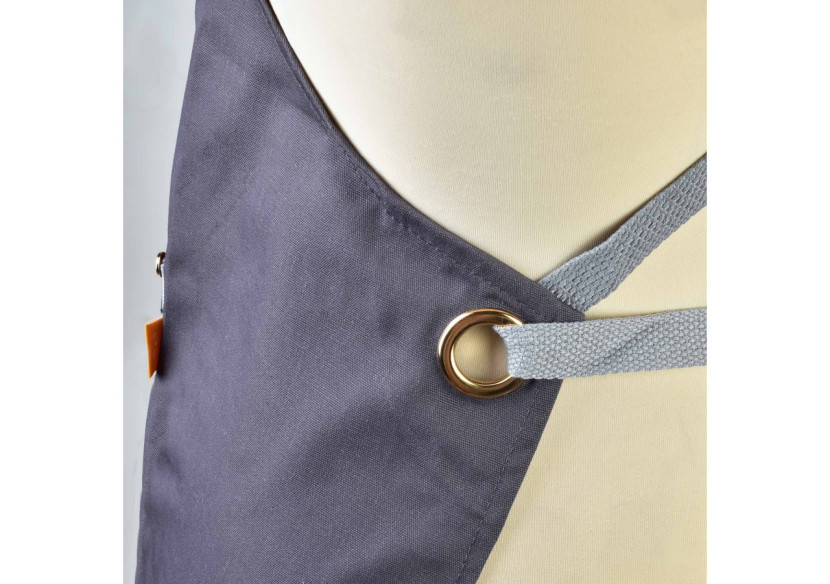 Tablier MATHILDE - 78x70cm en tissu haut de gamme gris - HTUA7346 - Allesken