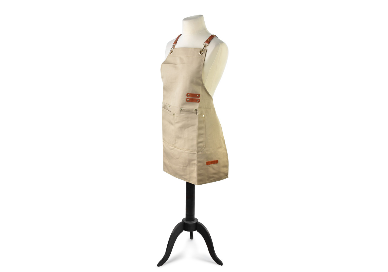 Tablier MATHILDE - 76x68cm en tissu haut de gamme beige - HTUA7360 - Mondex