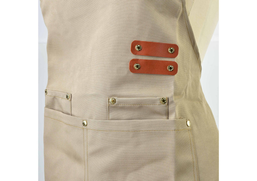 Tablier MATHILDE - 76x68cm en tissu haut de gamme beige - HTUA7360 - Mondex