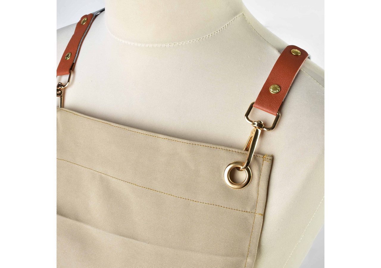 Tablier MATHILDE - 76x68cm en tissu haut de gamme beige - HTUA7360 - Mondex