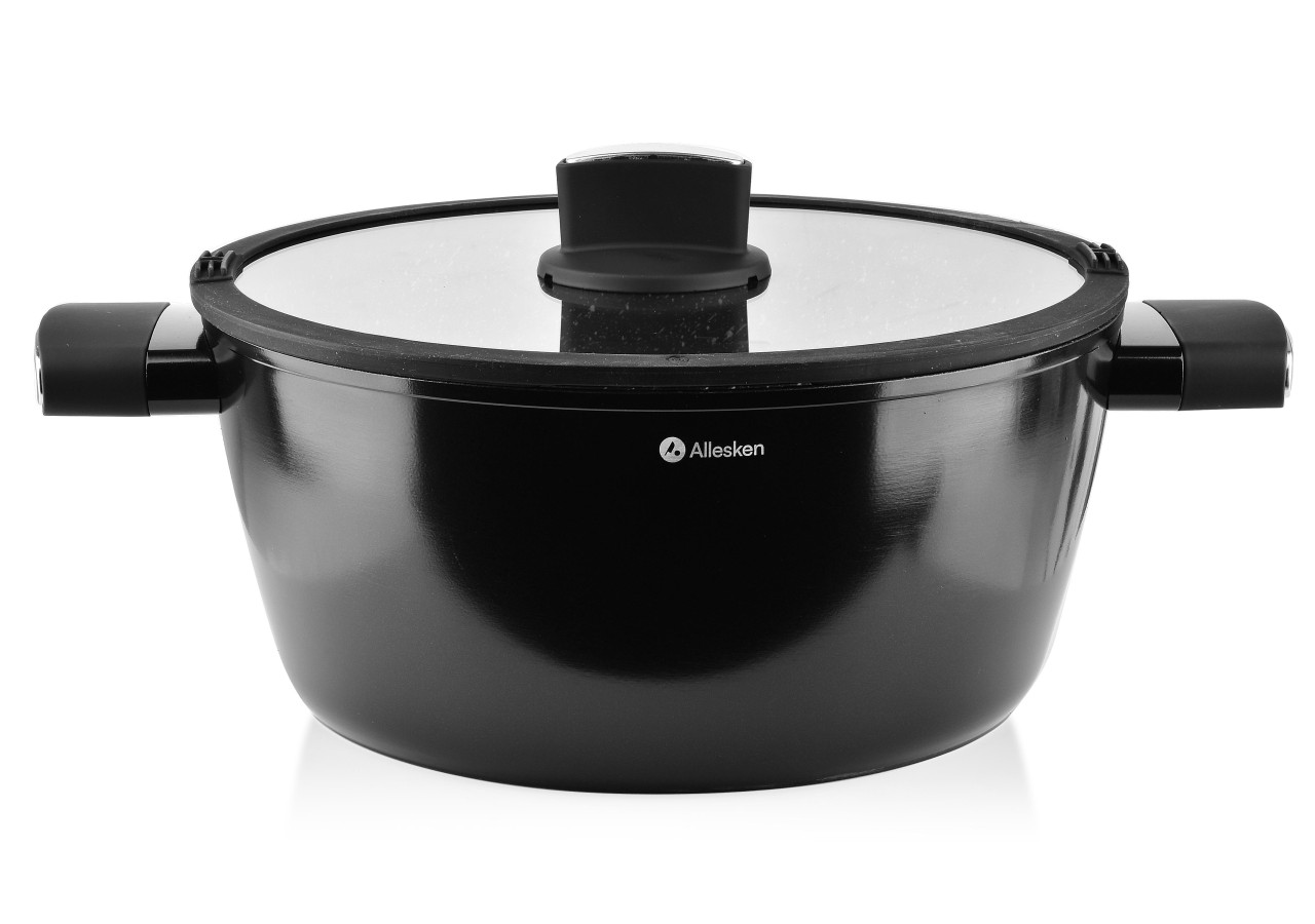 Casserole VALERIAN - Aluminium 28xh13cm, 6,7L avec couvercle en verre - HTXD5564-CX - Allesken